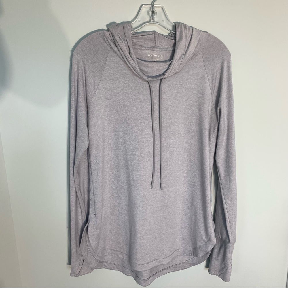 Athleta UTempo hoodie sweatshirt light gray size S/T